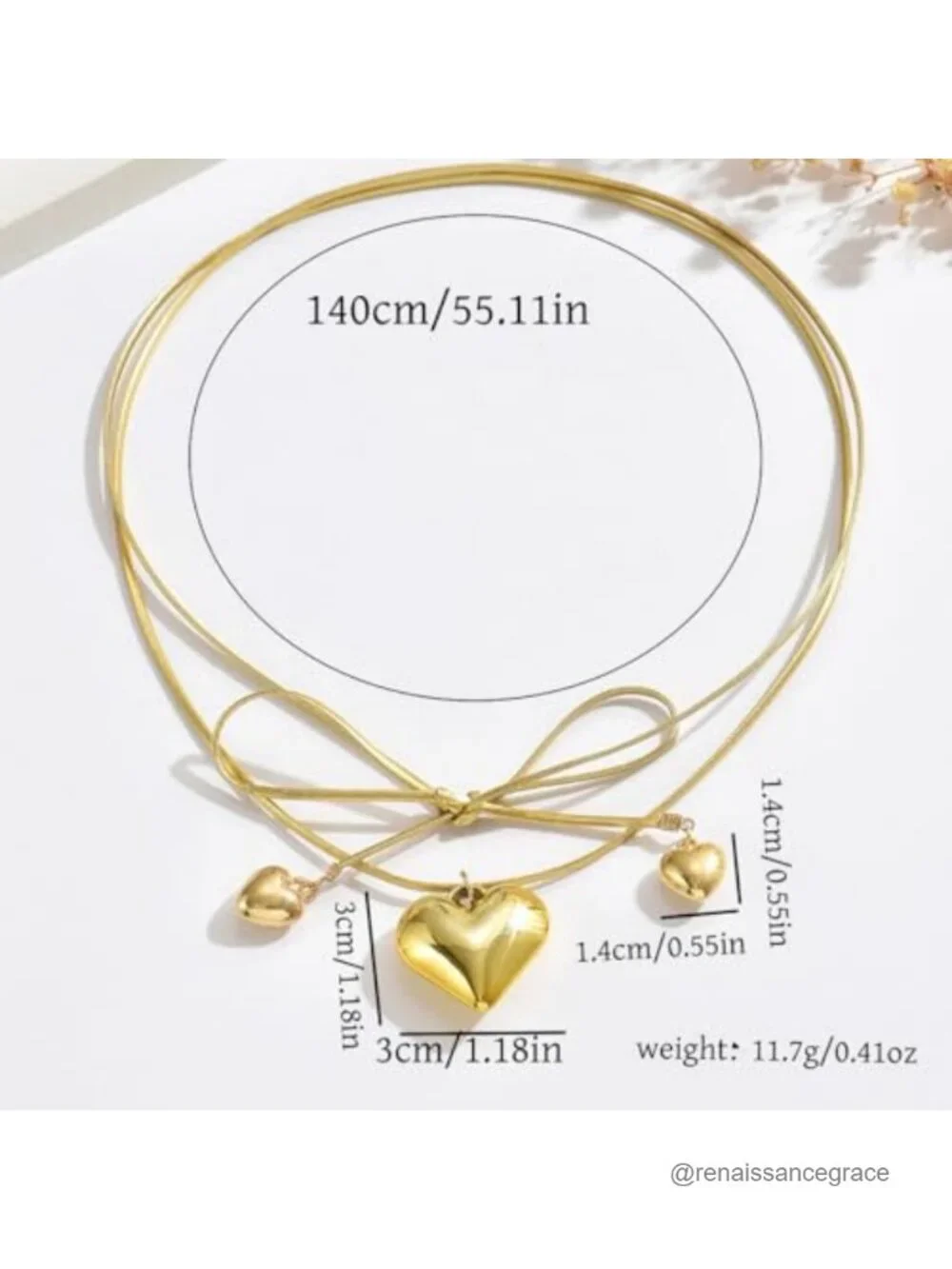 Chunky Heart Necklace 14k Gold Plated Layered Choker Charm
